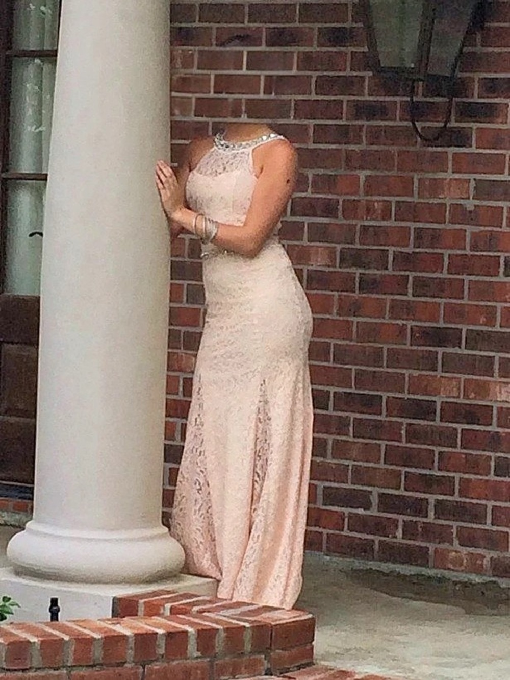 Lace Backless Prom Dress in Pink Like New
